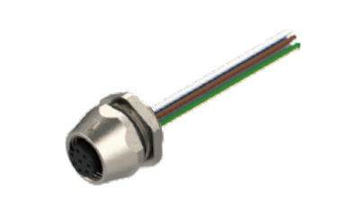 M12-孔头-法兰连接器-前安装-散线式-17PIN